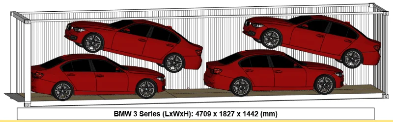 BMW 3 Series 4 in 40ft High Cube Container