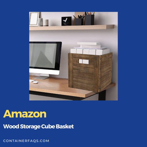 Wood Storage Cube Basket 