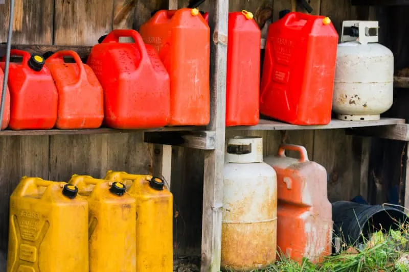 The primary risk or danger of storing gasoline in plastic containers or any unsuitable container is a risk of fire.