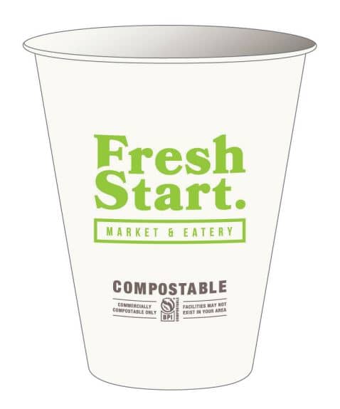 BPI compostable wax coated paper cup.