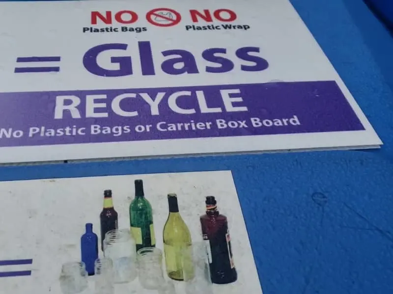 Mixing plastic and glass together in a recycling bin is a big NO NO