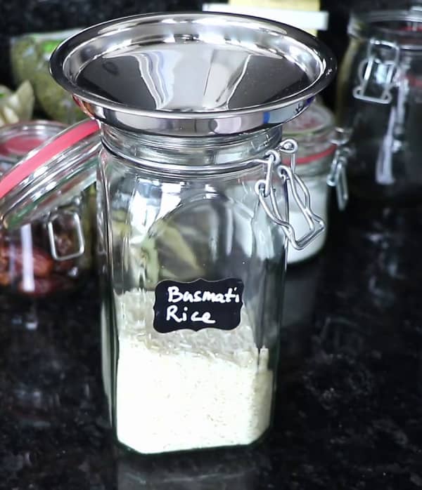 A glass jar for rice