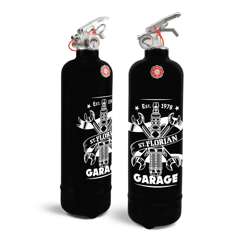 The company offers over 150 fire extinguisher designs for kitchens, garages, living rooms, and boiler rooms.